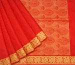 Pure Red Embossed Cotton Saree With Floral