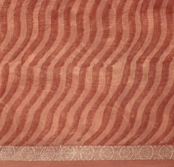 Salmon Peach Pink Pure Chanderi Cotton Saree