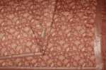 Salmon Peach Pink Pure Chanderi Cotton Saree