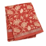 Salmon Peach Pink Pure Chanderi Cotton Saree