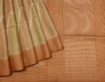 Semi Tussar Saree In Peach Color With Copper Zari