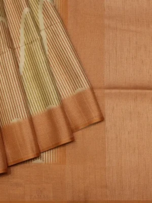Semi Tussar Saree In Peach Color With Copper Zari