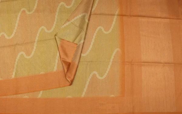 Semi Tussar Saree In Peach Color With Copper Zari