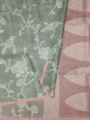Sage Green Semi Kota Saree In fleat Picture