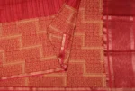 Semi Tussar Saree In Crimson Red With Jaal Work