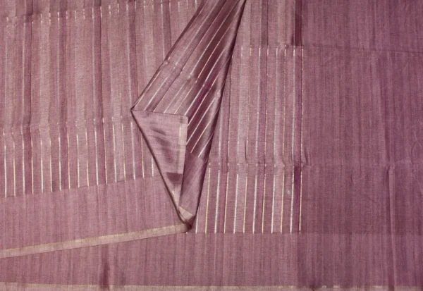 Semi Tussar Saree In Onion Pink With Vertical Stripes