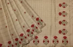 Cream Floral Semi Tussar Saree