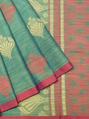Teal Blue Shade Handloom Kovai Cotton Saree