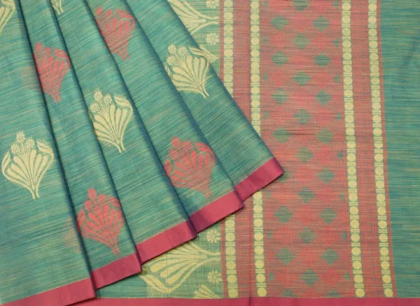 Teal Blue Shade Handloom Kovai Cotton Saree