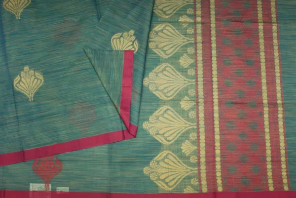 Teal Blue Shade Handloom Kovai Cotton Saree