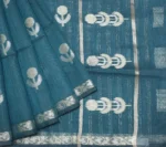 Semi Tussar Saree In Teal Blue