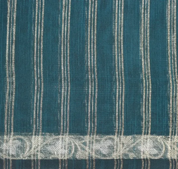 Semi Tussar Saree In Teal Blue