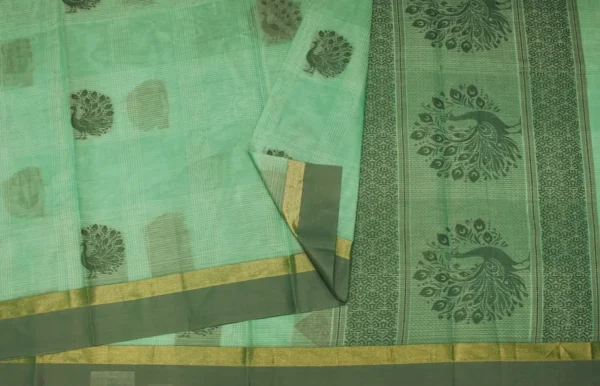 Teal Green Handloom Kovai Cotton Saree