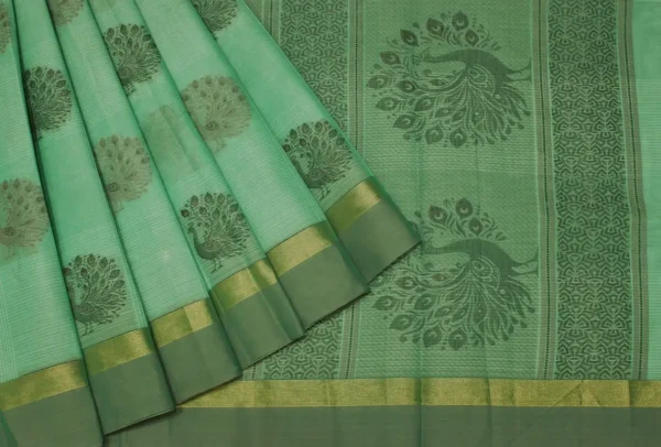 Teal Green Handloom Kovai Cotton Saree