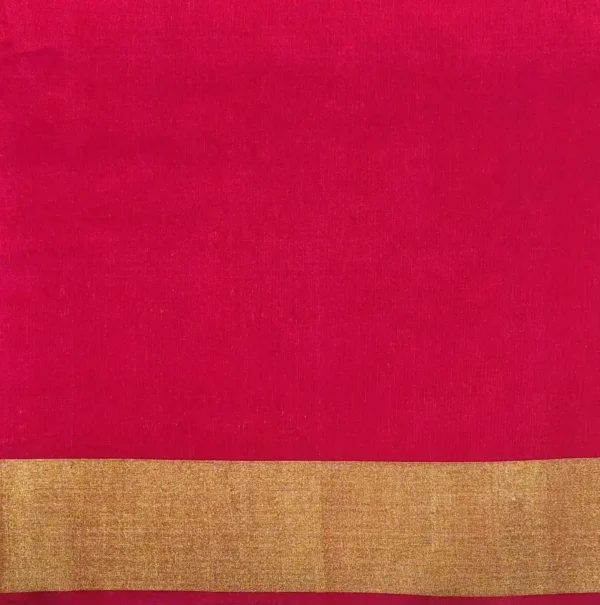 Dark Blue Silk Cotton Saree with Rani Pink Pallu
