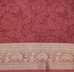 Semi Chanderi Saree in Cream White with Pastel Maroon Floral Prints