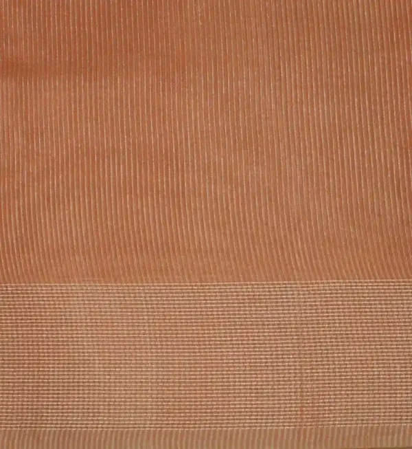 Peach Orange Semi Chanderi Saree with Thread Embroidery
