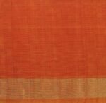 Gray White Pochampally Silk Cotton Saree with Orange Ikat Pallu