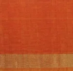 Gray White Pochampally Silk Cotton Saree with Orange Ikat Pallu