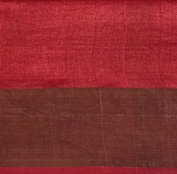 Pure Tussar Silk Saree in Wine Red with Golden Zari Border