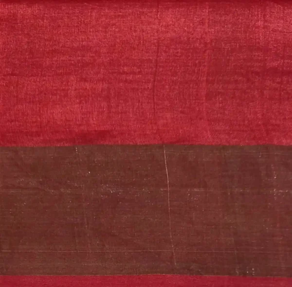 Pure Tussar Silk Saree in Wine Red with Golden Zari Border