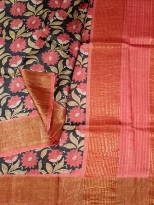 Black Pure Tussar Silk Saree (2)