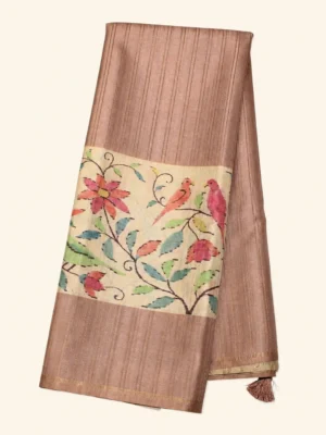 Dusty Mauve Pink Semi Tussar Saree Close Up
