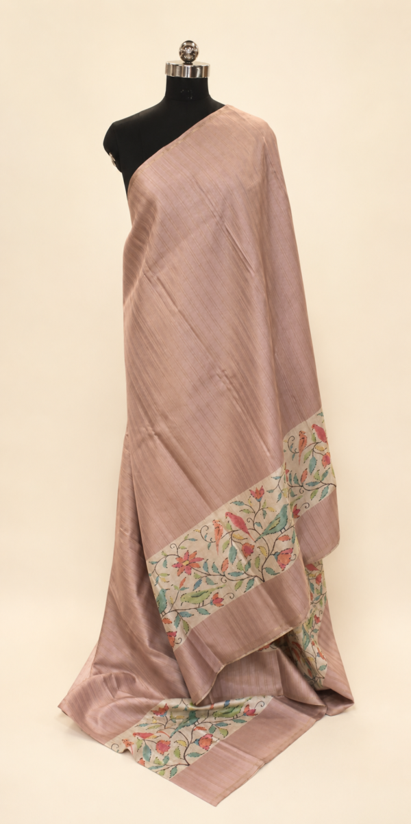 Dusty Mauve Pink Semi Tussar Saree