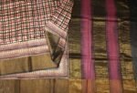 Cream Checks Pure Tussar Silk Saree