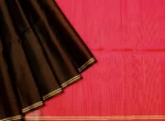 Pure Soft Silk Saree In Dark Brown With Rani Pink