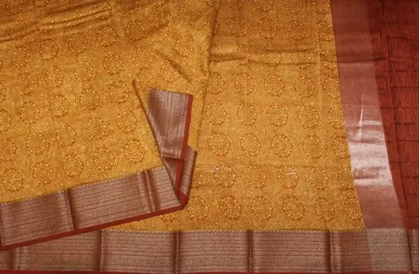 Dark Mustard Pure Chanderi Cotton Saree