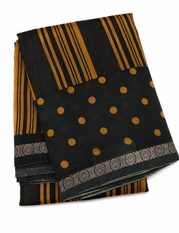 Deep Navy Chanderi Saree With Buttas