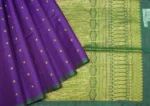 Silk Cotton Saree In Violet With Dark Peacock Blue