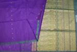Silk Cotton Saree In Violet With Dark Peacock Blue