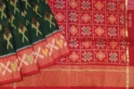 Dark Green Pochampally Silk Cotton Saree with Red Pallu