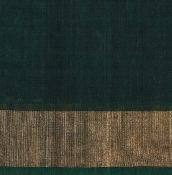 Red Pochampally Silk Cotton Saree with Dark Green Pallu