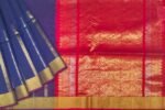 Dark Blue Silk Cotton Saree with Rani Pink Pallu