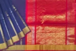 Dark Blue Silk Cotton Saree with Rani Pink Pallu