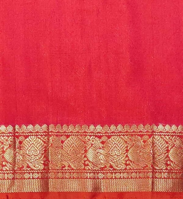 Handloom Rani Pink Soft Silk Saree with Orange Pochampally Ikkat