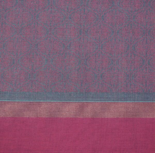 Handloom Pure Kovai Cotton Saree in Teal Peacock Blue with Pink Accents