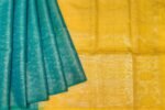 Handloom Pure Silk Saree in Peacock Blue with Brocade Zari Weaving