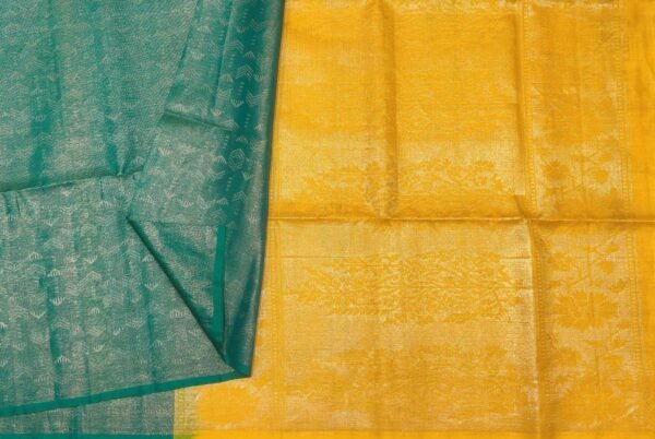 Handloom Pure Silk Saree in Peacock Blue with Brocade Zari Weaving