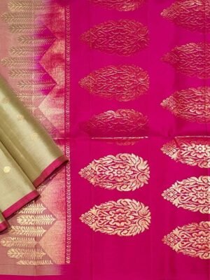 Handloom Pure Soft Silk Saree in Dual Beige Cream with Zari