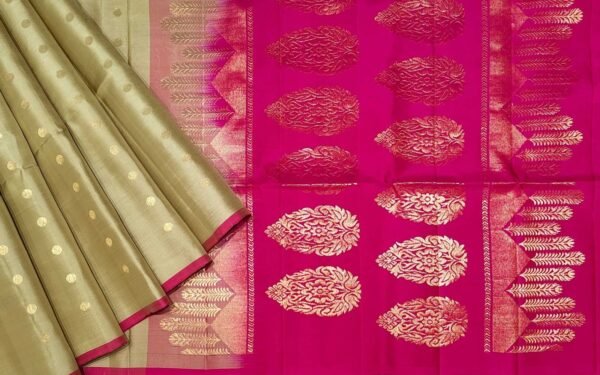 Handloom Pure Soft Silk Saree in Dual Beige Cream with Zari