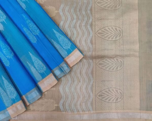 Handloom Pure Cotton Saree in Sky Blue