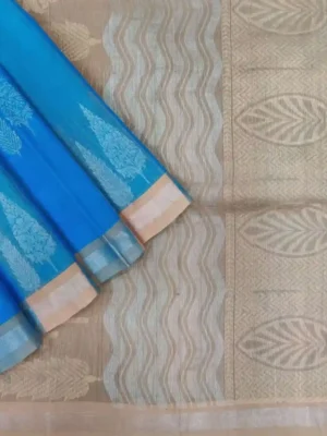 Handloom Pure Cotton Saree in Sky Blue