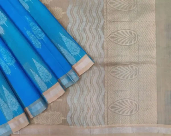 Handloom Pure Cotton Saree in Sky Blue