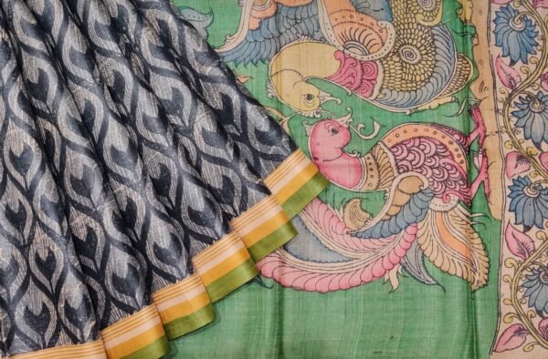 Pure Tussar Silk Saree in Gray