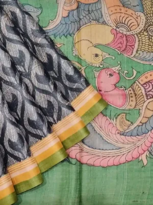 Pure Tussar Silk Saree in Gray