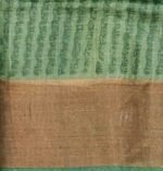 Pure Tussar Silk Saree with Floral Prints & Golden Tissue Border